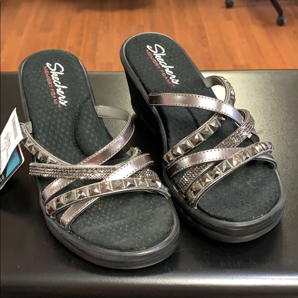 Sketchers  Rumblers Memory Foam Wedge Sandals NWOT